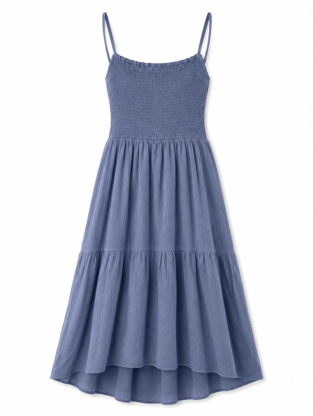 HALARA Blue XL Smocked Mini Dress w/ Lace Up Back NWT sundress